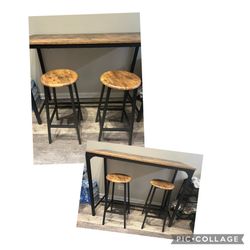 Wooden Table With Stools