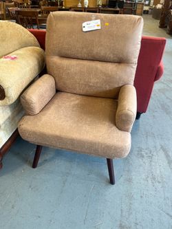 Light brown MCM style modern chair armchair (in store)