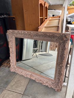 Large Ornate Baroque Mirror - Champagne Gold - Beveled Glass -