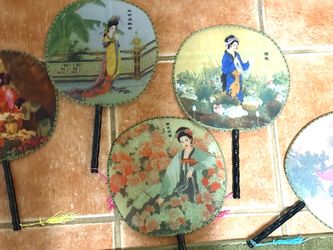 Six Unique Asian Fans Brightly Colored