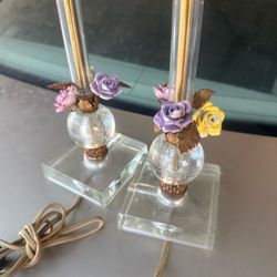 Pair of Vintage Floral Accent Lamps
