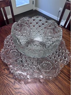PUNCH BOWL BY SMITH GLASS “DAISY AND BUTTON”