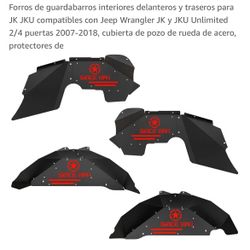 Forros de guardabarros interiores delanteros y traseros para JK JKU compatibles con Jeep Wrangler JK y JKU Unlimited 2/4 puertas 2007-2018, cubierta d