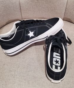 Converse Cons Men Shoes One Star Pro OX Suede Black/Black/White 7.5 Mens ~ 9 womens .