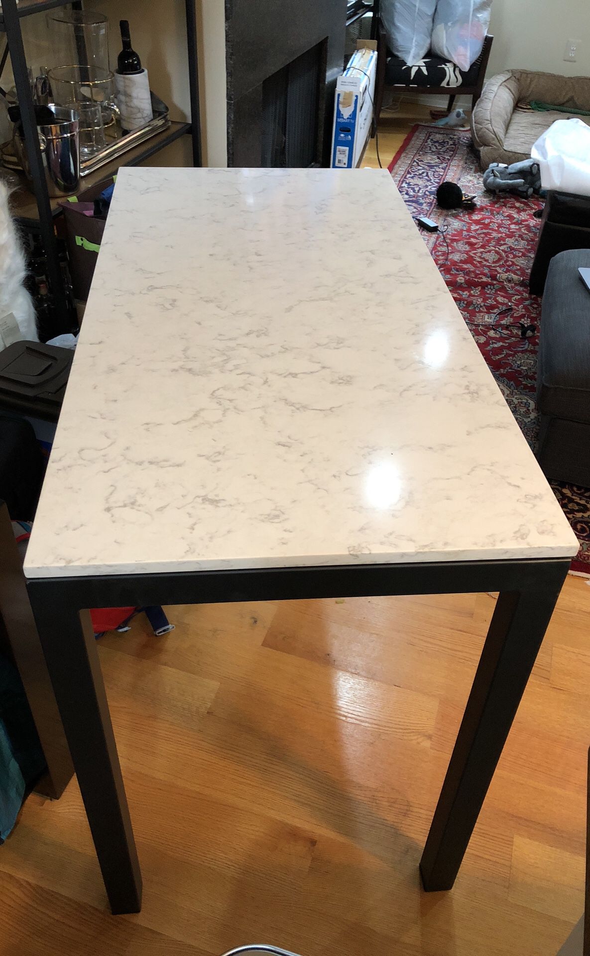 Room & Board Parsons Counter Table with Marbled Quartz Top