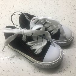 NEW Toddler Canvas Sneakers – Size 5 Black & Red Shoes NWT