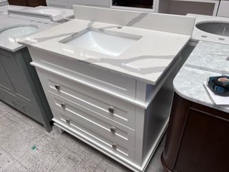 Bathroom vanity white 37”