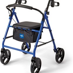 Medline Standard Steel Folding Rollator Walker with 8" Wheels