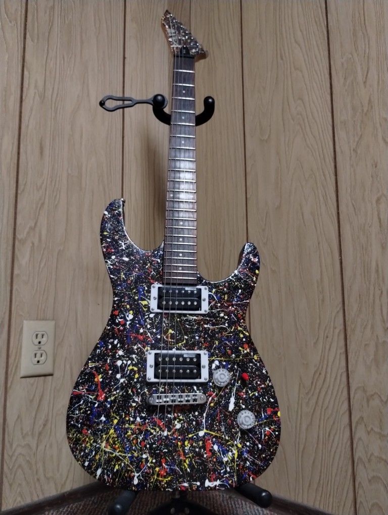 ESP LTD M10 Electric Guitar Satin Black with Splatter Paint