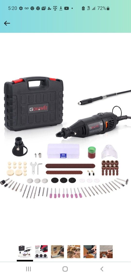 GOXAWEE Rotary Tool Kit with MultiPro Keyless Chuck and Flex Shaft -140pcs Accessories Variable Speed Electric Drill Set for Handmade Crafting Project