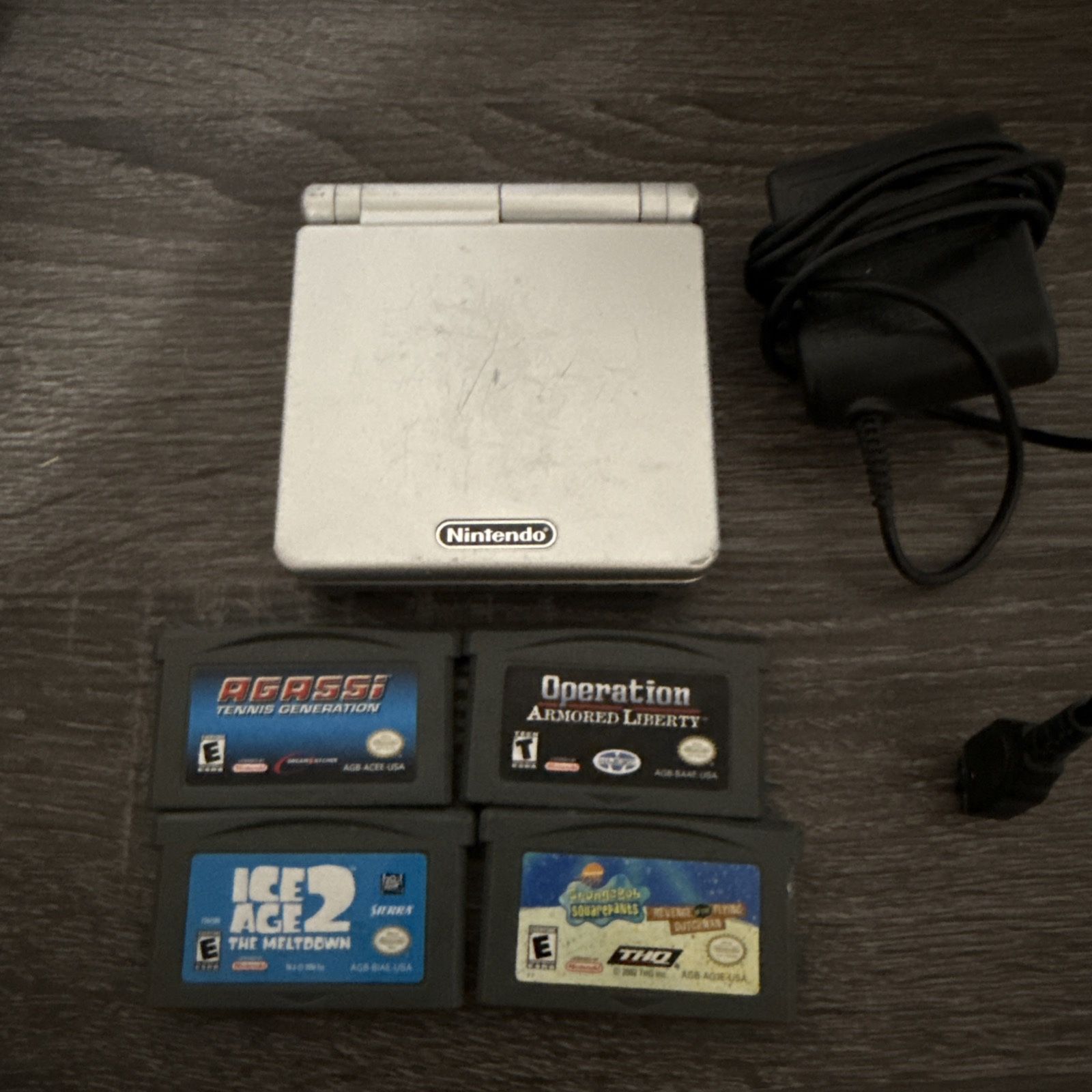 Vintage Nintendo Game Boy Advance SP AGS-001 Platinum Silver Tested w Games