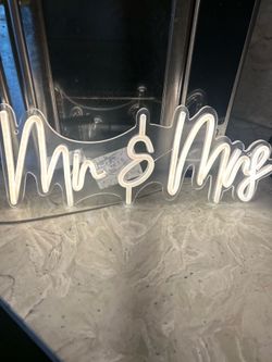 Mr. and Mrs. light up neon sign, USB for sale