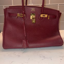 Birkin - Burgundy Pebbled Leather Bag 