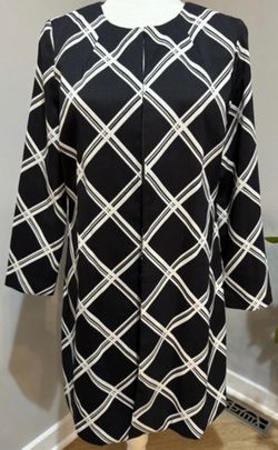 Alfani Black & White Lattice Print Duster Jacket - Size M