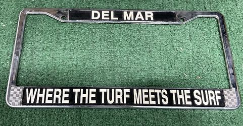 DEL MAR - “WHERE THE TURF MEETS THE SURF” License Plate Holder / Frame 🐴 🏄🏻♂️ ( Del Mar THOROUGHBRED Club)