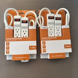 4 Belkin Surge Protectors 6 Outlets 2ft Cord 200J (2-Packs) New Sealed