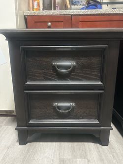 Furniture nightstand dark brown wood