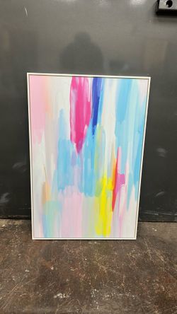 Set of 2 Large 36” x 24” Framed Abstract Canvas Paintings