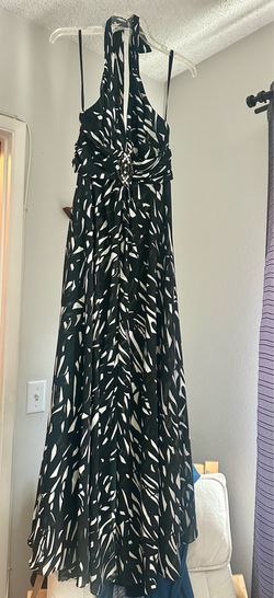 Black and white halter maxi dress