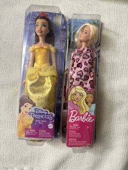 Lot of 2-Disney Princess Belle and Barbie Doll Mattel HLW11 GHW45 NEW Sealed