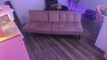 Pink Tufted Velvet Futon Sofa
