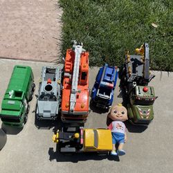 Toy Trucks And Cocomelon Doll