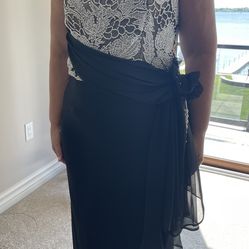 Long Black Evening Dress With Pearls 