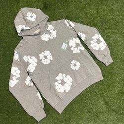 Grey Denim Tear Hoodie