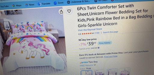 Unicorn Girls 6pcs Comforter Set