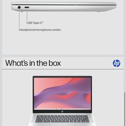 HP Chromebook 14 inch Laptop, HD Display, Intel Processor N100, 4 GB RAM, 64 GB eMMC, Intel UHD Graphics, Chrome OS, Glacier Silver, 14a-nf0019nr