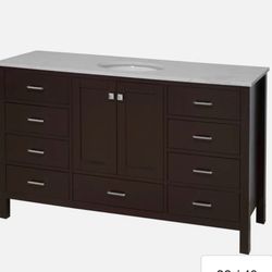 NEW :: 60 ' Horizon Chocolate Single Bathroom Vanity :: Carrara Top ::