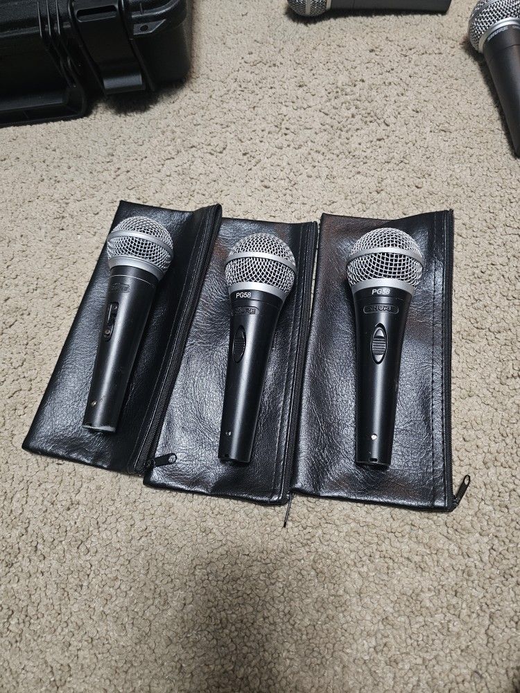 3 Shure PG58 Microphones