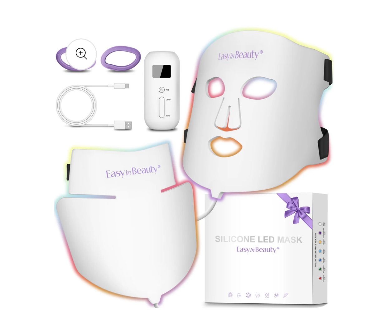 Silicone Led Face & Neck Mask, 2 in 1 Red Light Therapy