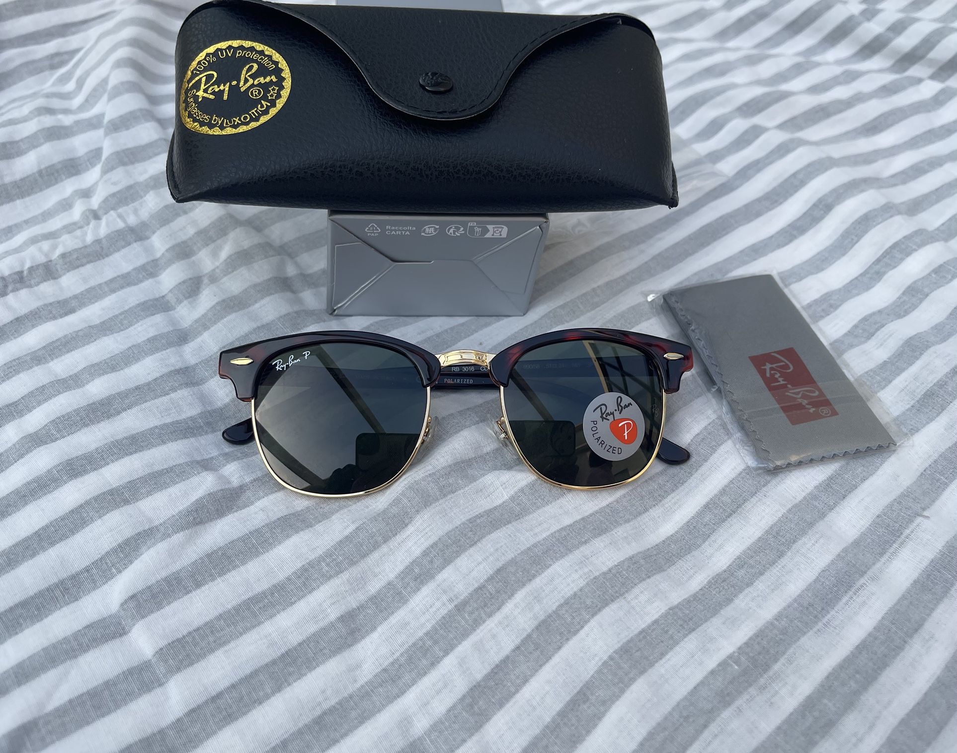 Club master 3016 Tortoise Rayban New Polarized Lenses Sunglasses