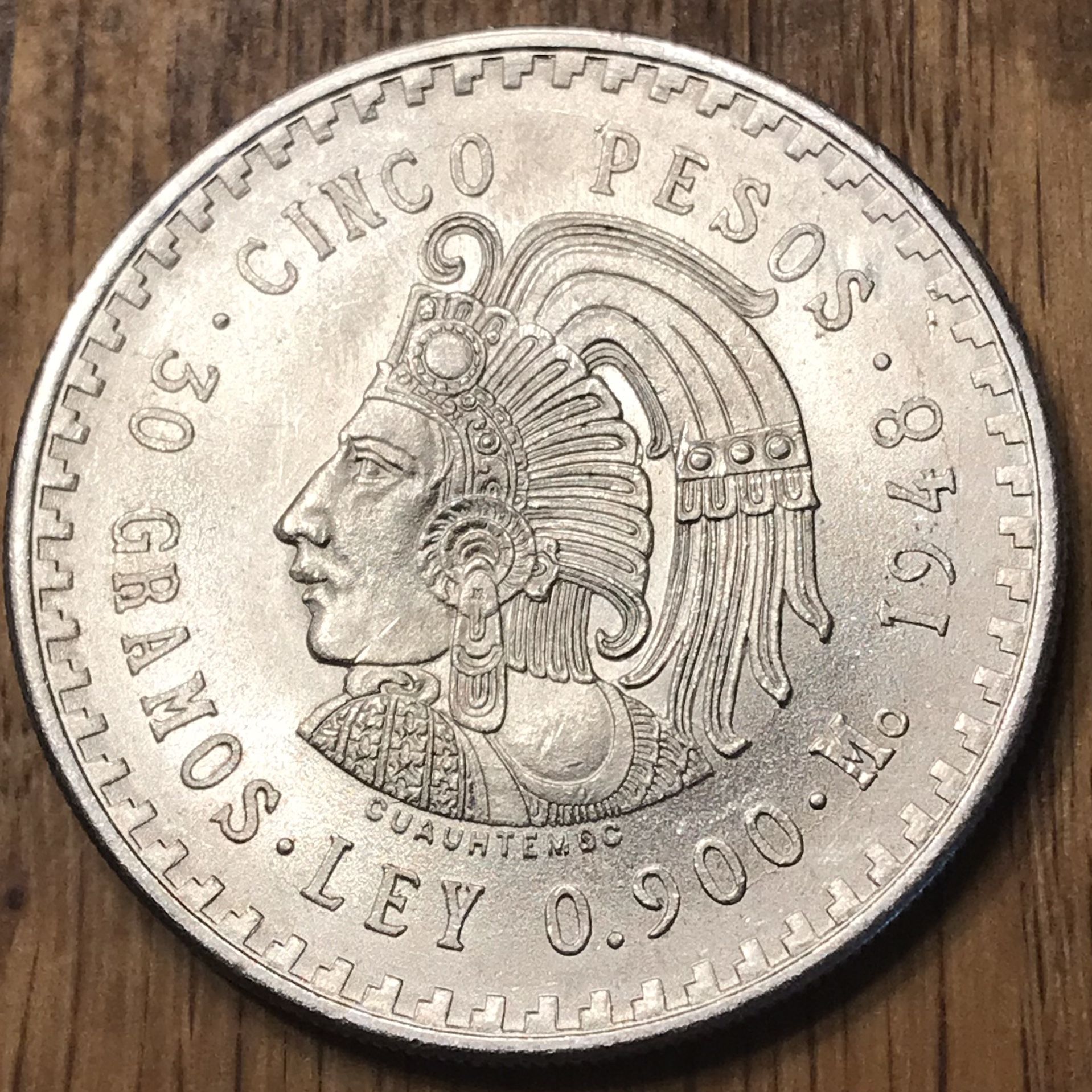 1948 Cinco Pesos Silver Mexican Coin