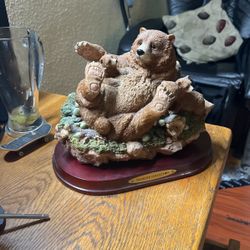 Brown Bear With Cubs Sculpture
