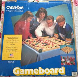 Carrom Gameboard Multi-Game Set Durable Wood Board Game with Accessories