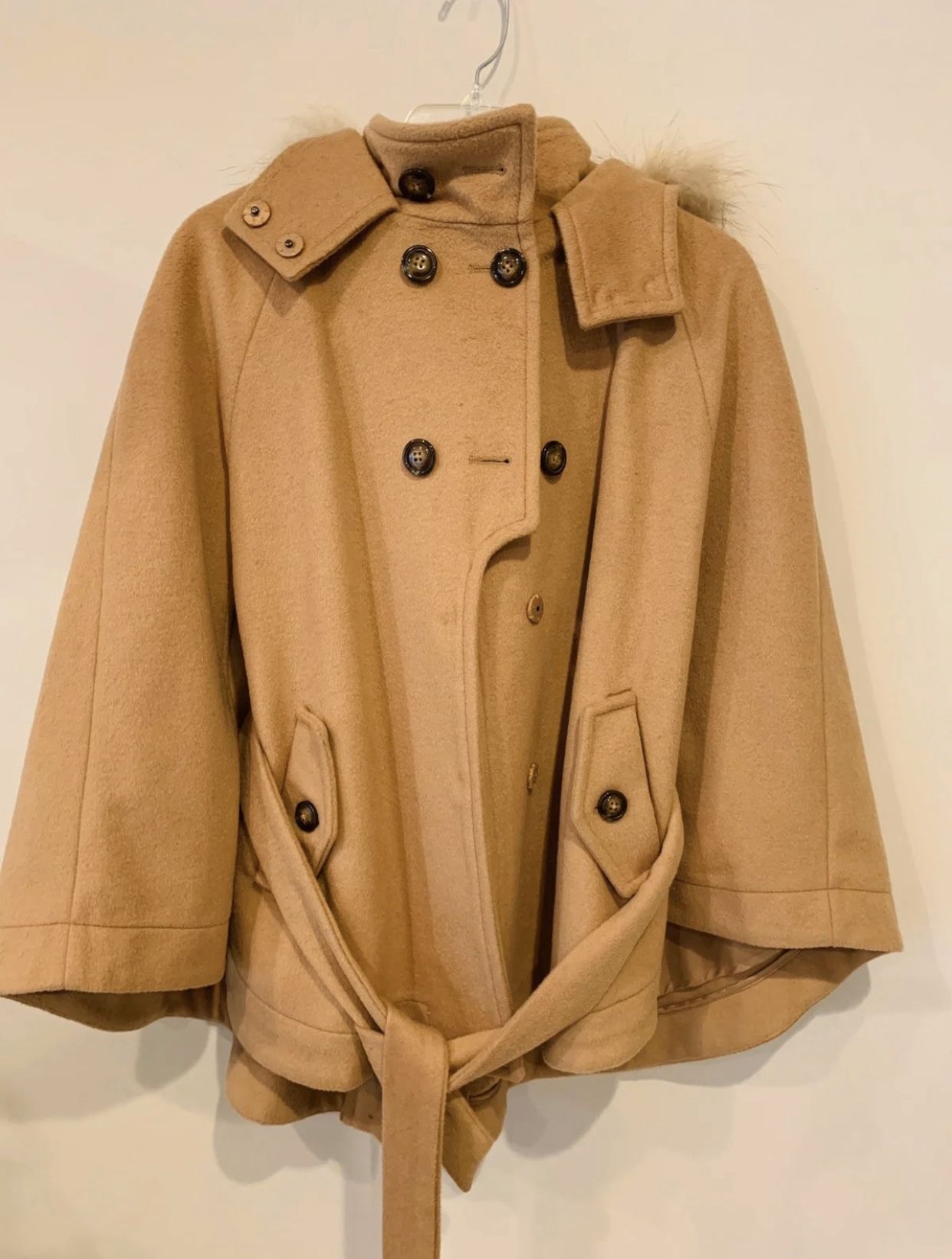 NWT Tan brown khaki pea cape shawl coat jacket
