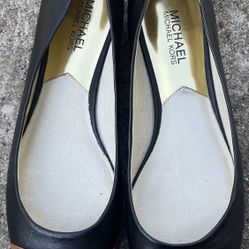 Michael Kors Hayley Black Brown Ballet Flat Sz 9