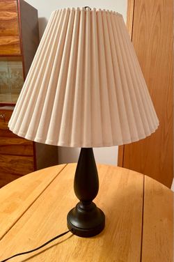 Vintage-Style Black Table Lamp with Cream Pleated Shade