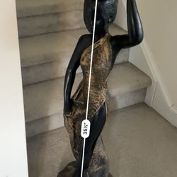 African Woman Decorative Statue / Floor Sculpture – 35.5” Tall
