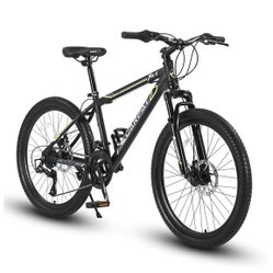 C127-24/Inch Wheels Mountain Bike Shimano 21 Speeds with Mechanical Disc Brakes Aluminum/High-Carbon Steel Frame Suspension MTB Bikes Mountain