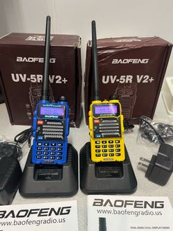 2 X BAOFENG UV-5R V2+ 5W 128CH dual band Two Way Radios