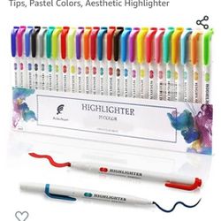 Maikedepot Real Mild Highlighters, 25 Assorted Colors, Double Ended Markers, Chisel and Fine Tips