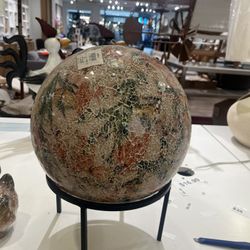 Outdoor Garden Yard Decor Ornament Crackled Glass Mosaic Gazing Globe with Stand
