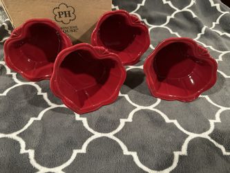 Princess House Pavillion Berry Heart Ramekins (Set of 4) – Brand New| Molde en forma de corazón Pavillion color vino – Juego de 4 – Nuevos