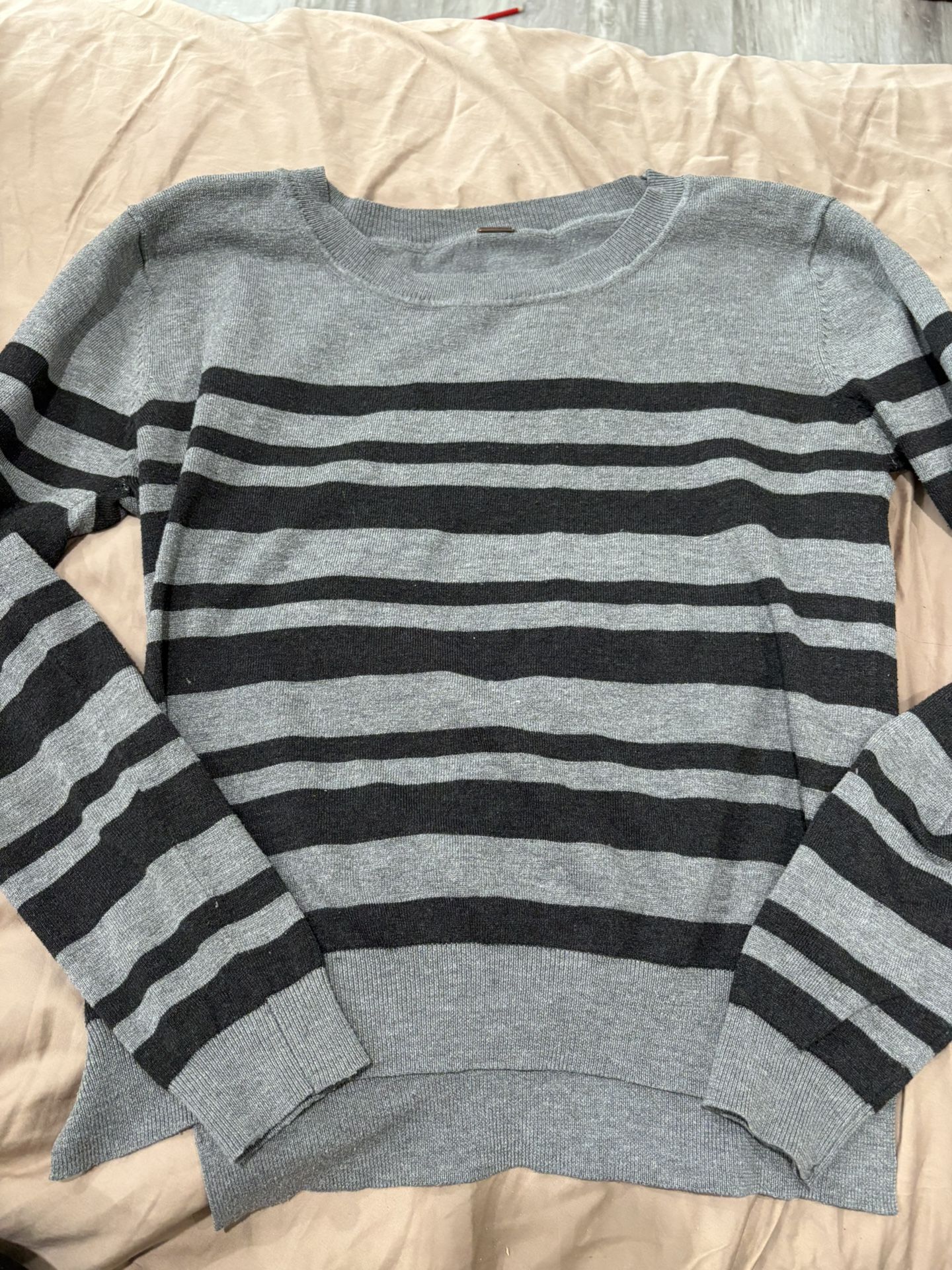 Black Grey Stripe Long Sleeve / Sweater