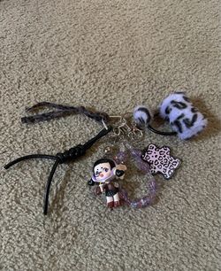 Skullpanda Bag Charm Keychain Purple Black Silver