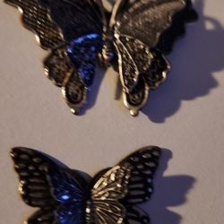2 Metal Butterfly Jewelry Pieces 
