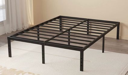 Cal king mattress and bed frame.